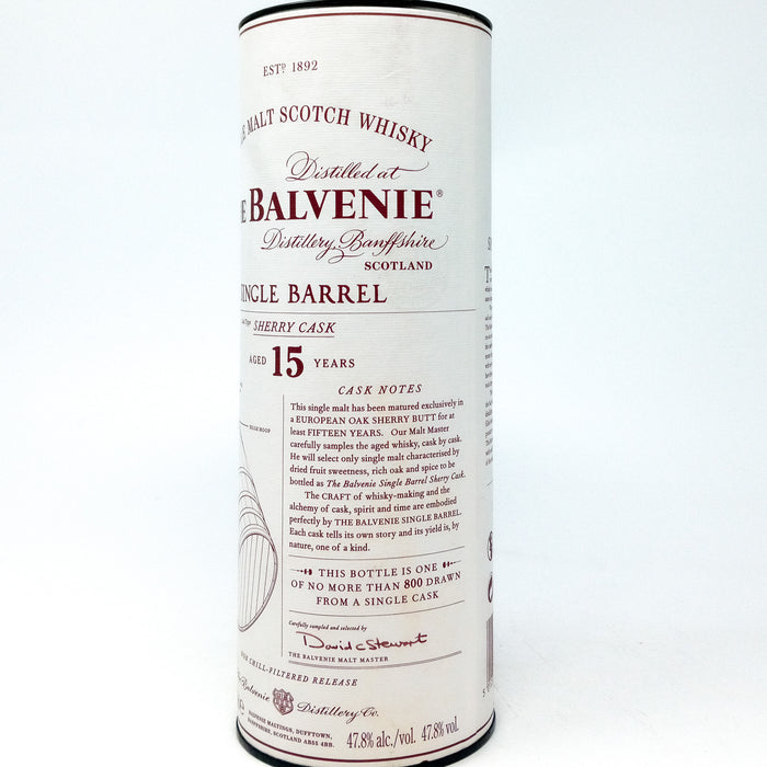 Balvenie 15 Year Old Single Barrel #9090 Single Malt Scotch Whisky, 70cl, 47.8% ABV