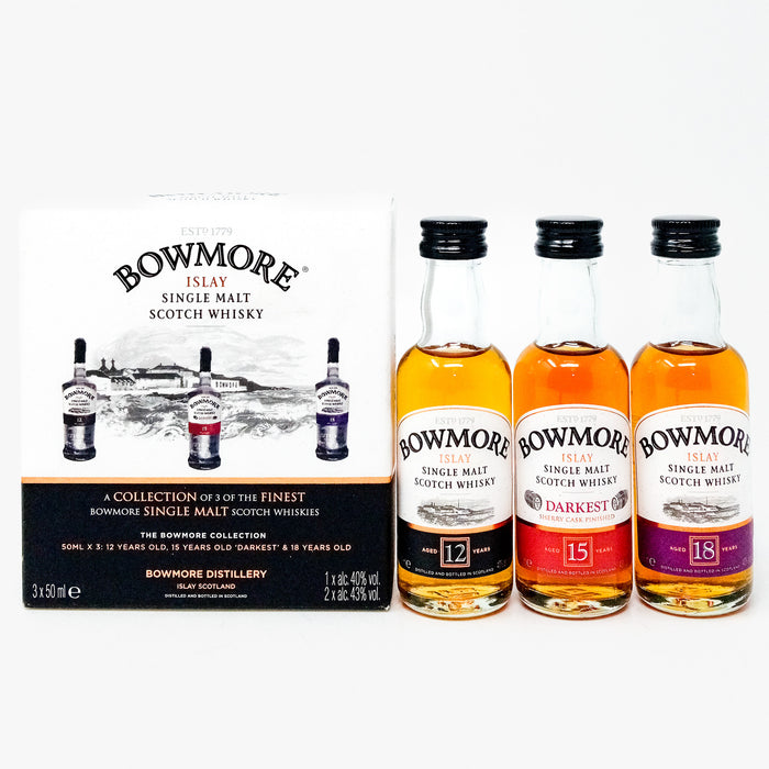 Bowmore Miniature Set Single Malt Scotch Whisky, Miniature, 3x5cl, 40% ABV