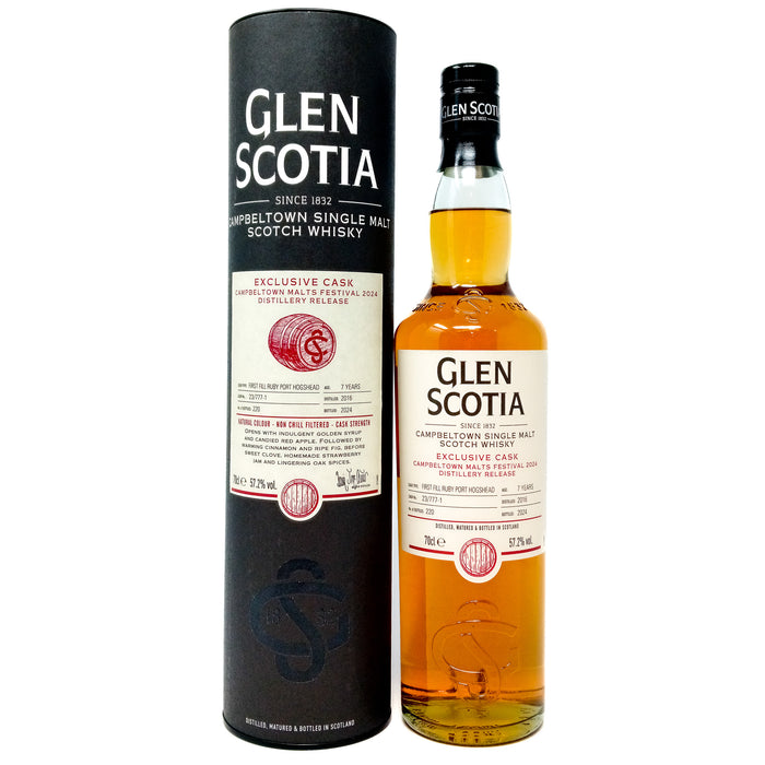 Glen Scotia 2016 7 Year Old Exclusive Cask Campbeltown Malts Festival 2024 Single Malt Scotch Whisky, 57.2% ABV