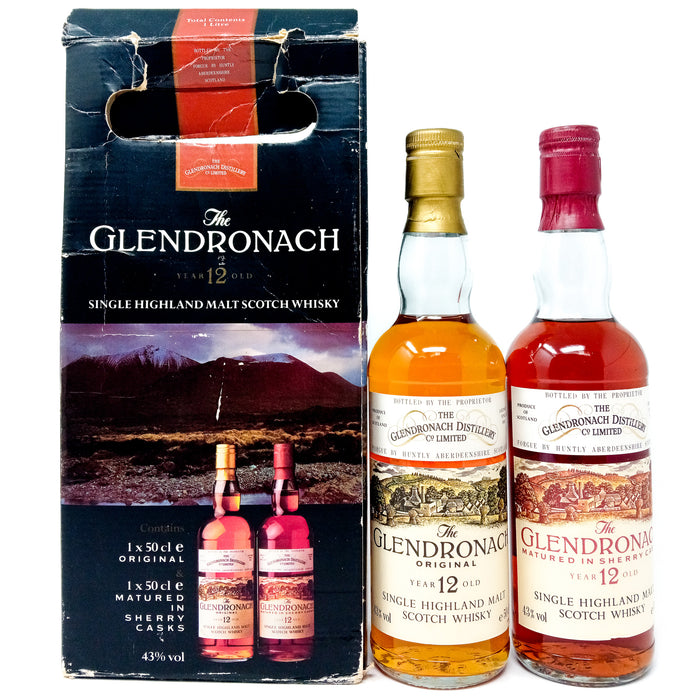 Glendronach 12 Year Old Original & Sherry Casks Single Malt Scotch Whisky, 2 x 50cl, 43% ABV