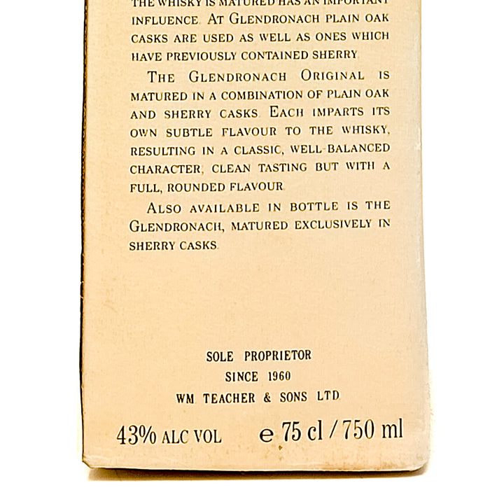 Glendronach 12 Year Old Original 1980s Previ Import, 75cl, 43% ABV