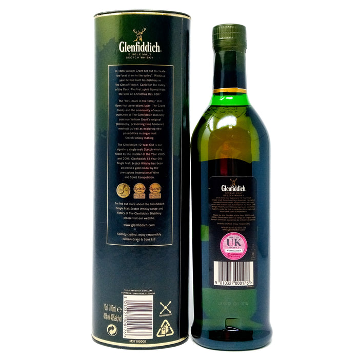 Glenfiddich 12 Year Old Single Malt Scotch Whisky, 70cl, 40% ABV