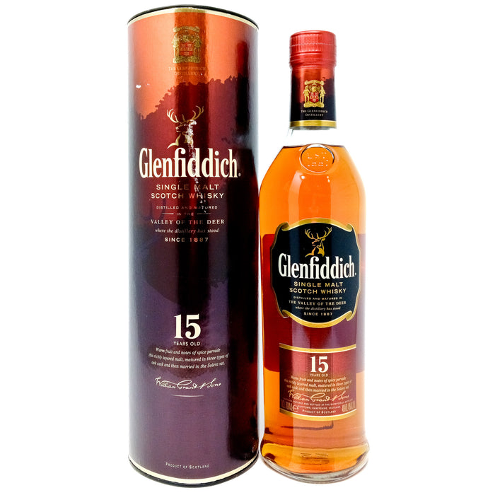 Glenfiddich 15 Year Old Single Malt Scotch Whisky, 70cl, 40% ABV