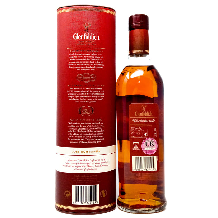 Glenfiddich 15 Year Old Unique Solera Reserve Single Malt Scotch Whisky, 70cl, 40% ABV