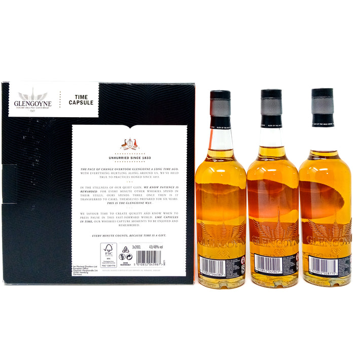 Glengoyne Time Capsule Gift Set Single Malt Scotch Whisky, Half Bottle, 3 x 20cl, 43/48% ABV