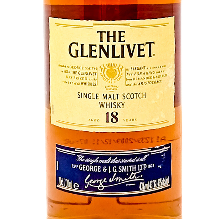 Glenlivet 18 Year Old Single Malt Scotch Whisky, 70cl, 43% ABV