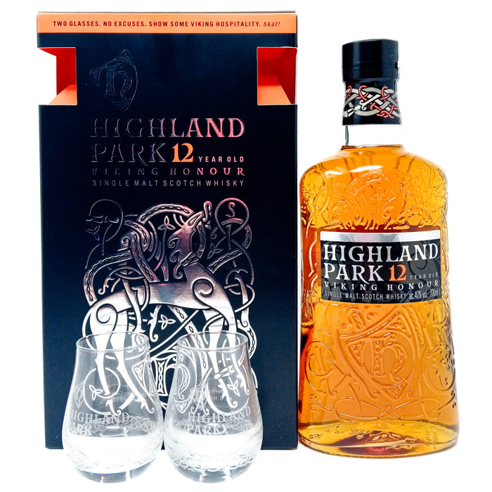 Highland Park 12 Year Old Viking Honour Gift Pack Single Malt Scotch Whisky, 70cl, 40% ABV