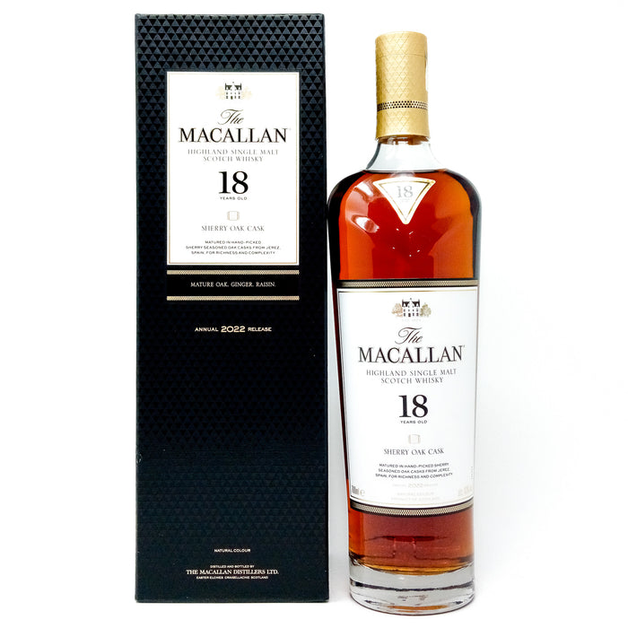 Macallan 18 Year Old Sherry Oak 2022 Release Single Malt Scotch Whisky, 70cl, 43% ABV