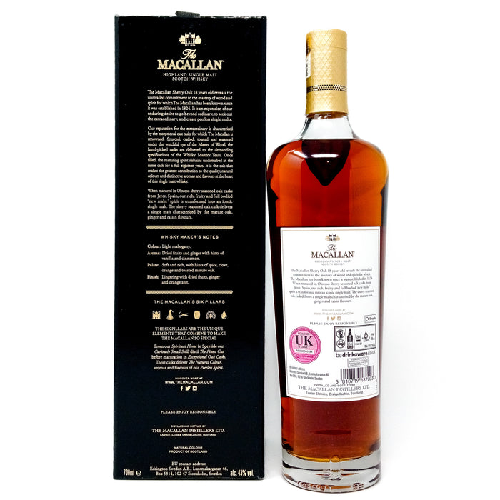 Macallan 18 Year Old Sherry Oak 2022 Release Single Malt Scotch Whisky, 70cl, 43% ABV