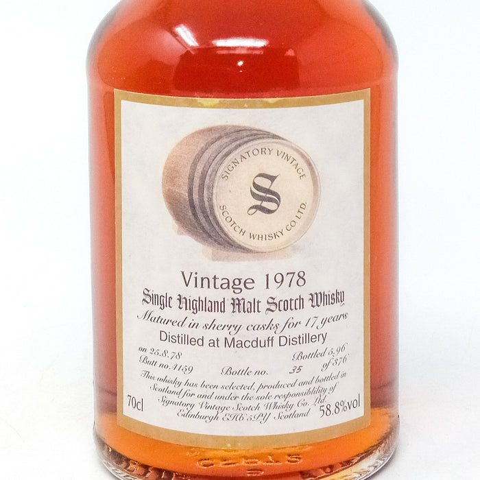 Macduff 1978 17 Year Old Signatory Vintage Single Malt Scotch Whisky, 70cl 58.8% ABV