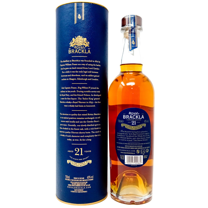 Royal Brackla 21 Year Old Single Malt Scotch Whisky, 70cl, 40% ABV