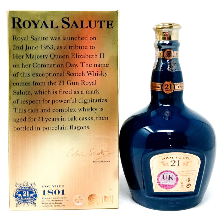 Royal Salute 21 Year Old Sapphire Flagon Blended Scotch Whisky, 70cl, 40% ABV