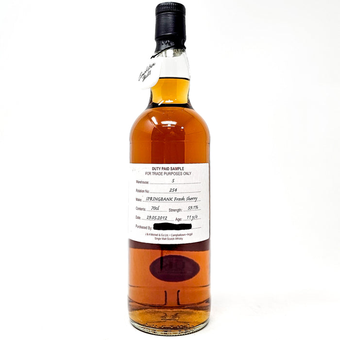 Springbank 2012 11 Year Old Fresh Sherry Cask Duty Paid Sample Single Malt Scotch Whisky, 70cl, 59.1% ABV.