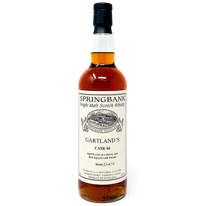 Springbank 8 Year Old Gartland's Cask 66 Sherry Cask Single Malt Scotch Whisky, 70cl, 47% ABV