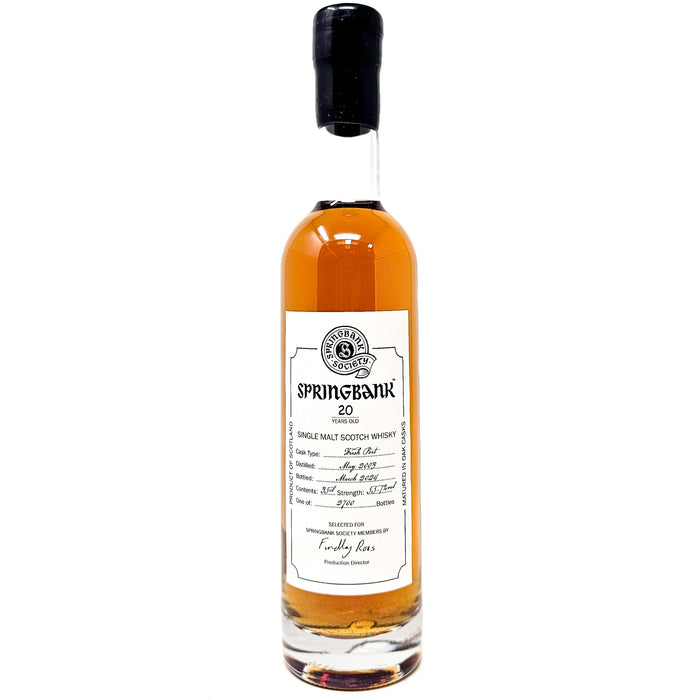 Springbank 2003 20 Year Old Springbank Society Fresh Port Single Malt Scotch Whisky, Half Bottle, 35cl, 55.7% ABV