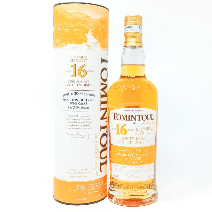 Tomintoul 2004 16 Year Old Single Malt Scotch Whisky, 70cl, 40% ABV
